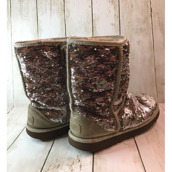 UGG Gold Silver Rose Gold Sequin Boots size 8 - Picture 1 of 9